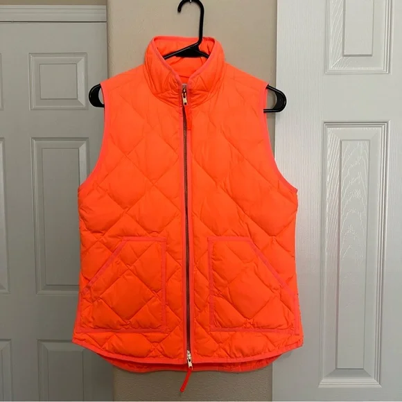 Vibrant Orange Quilted J. Crew Vest - Picture 1 of 6